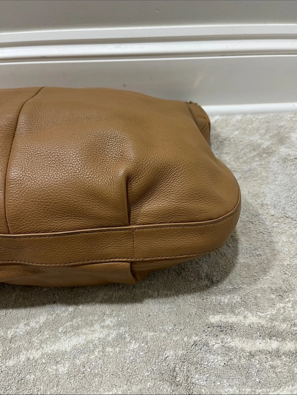 Tory Burch tan pebble leather handbag